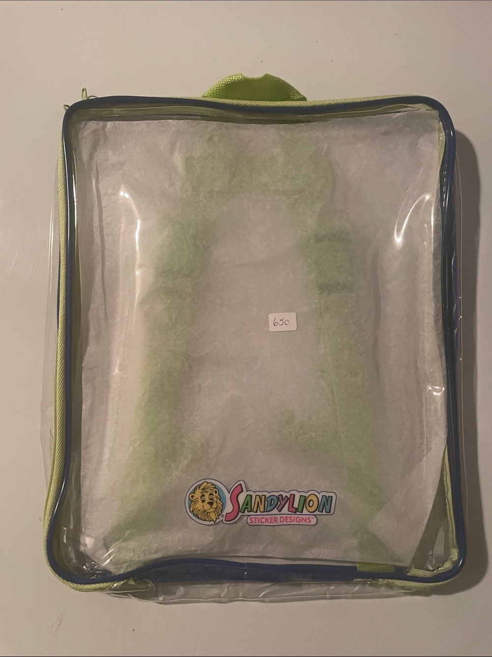 Vintage Sandylion Clear Backpack with Lime Green Trim - New